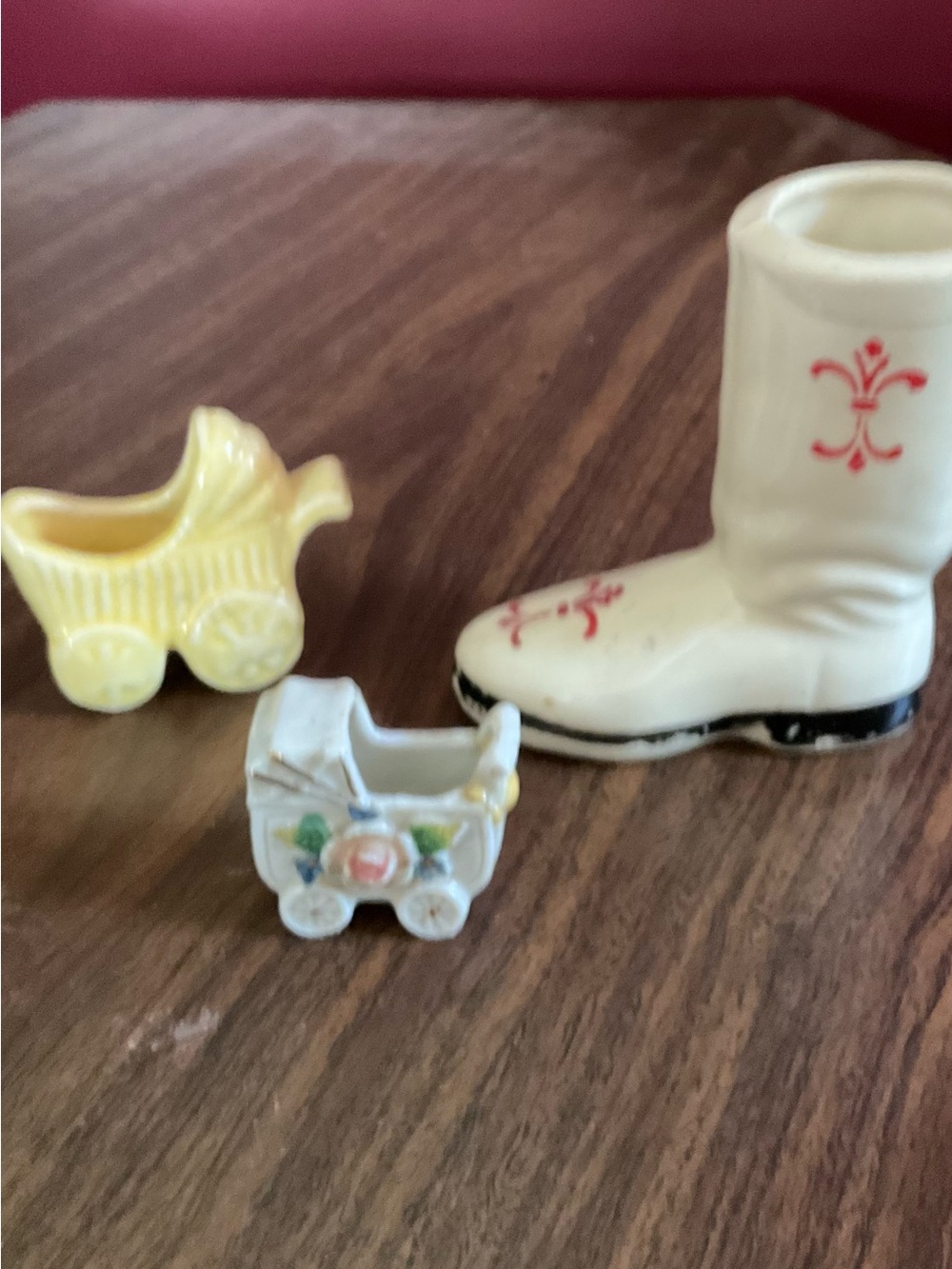 Antique 1940s trio of porcelain miniatures.  Rare find!